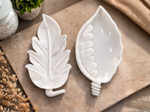 Handcrafted Marble Leaf Serving Tray