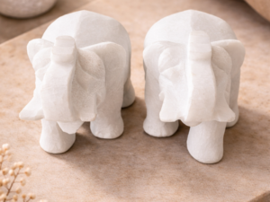 Marble Elephant Pair Statue