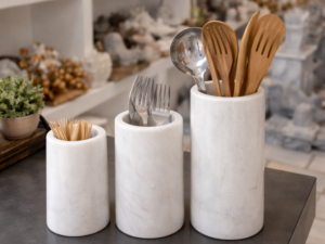 Marble Kitchen Utensil Holder Set