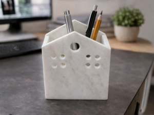 White Marble Desk Pen Stand