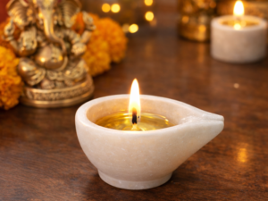 White Marble Festival Diya