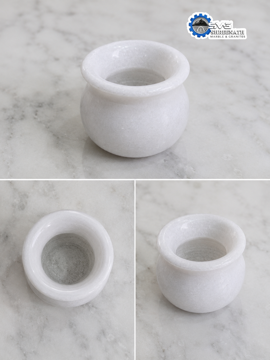 Handcrafted White Marble Kalash - Image 4