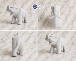 Alternative view of Marble Elephant Pair Statue