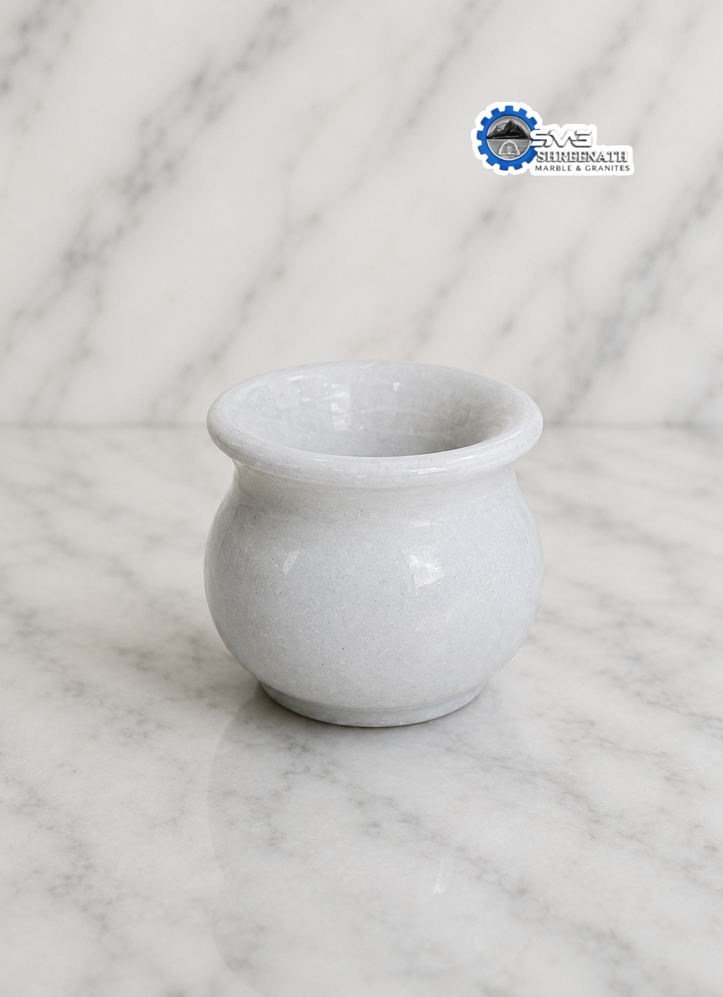 Handcrafted White Marble Kalash - Image 3