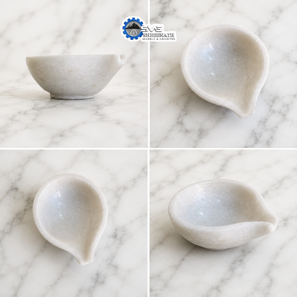 White Marble Festival Diya - Image 2