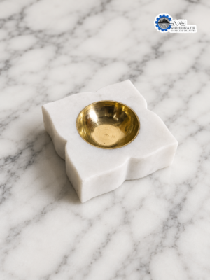 Alternative view of White Marble Decorative Diya Set