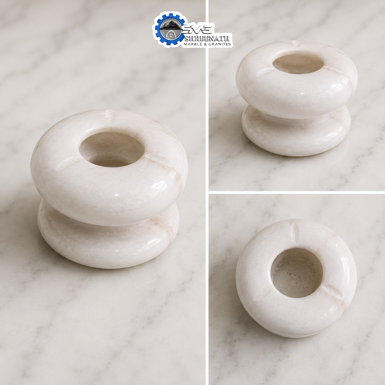 White Marble Round Ashtray - Image 2